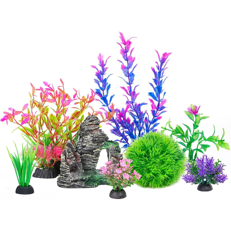 Planted Aquarium For Goldfish - Tanaman Buatan Akuarium, Gua Batu, Dekorasi